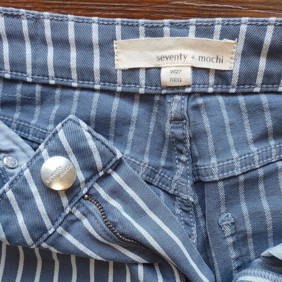 Seventy + Mochi Anthropologie Gracie Stripe High-Waist Wide-Leg Jeans Size 27R - Picture 10 of 13